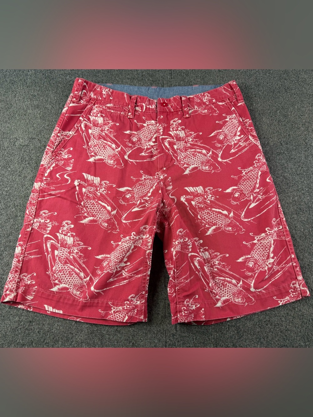 Polo Ralph Lauren Relaxed Fit Men 100% Cotton Koi Fish Print 10" Shorts Size 30
